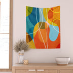 Colorful Red Yellow Modern Abstract Artwork Wall Tapestry Gallery Image 2