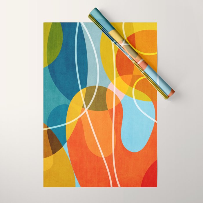 Colorful Red Yellow Modern Abstract Artwork Wrapping Paper Gallery Image 1