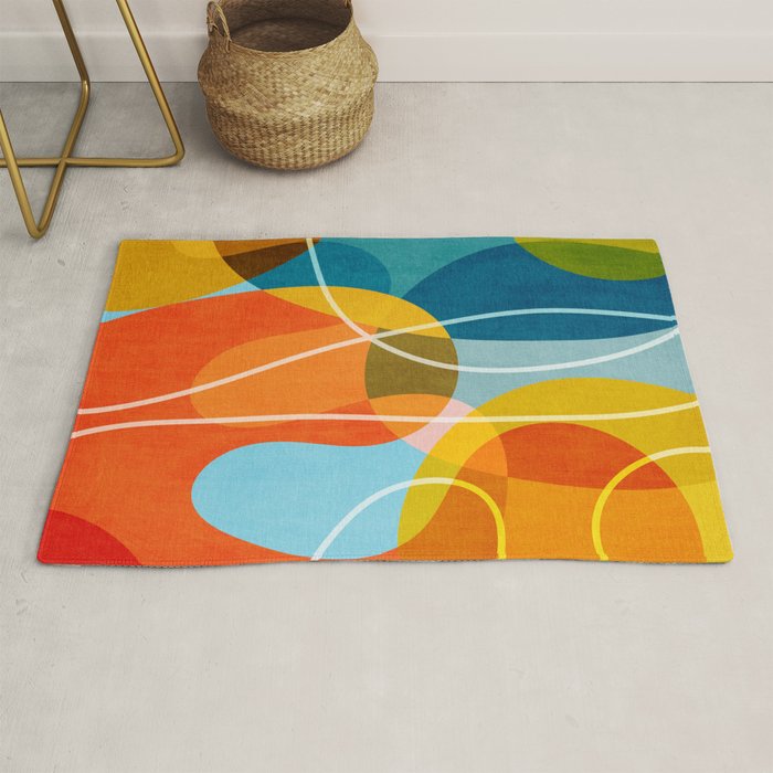Colorful Red Yellow Modern Abstract Artwork Rug Gallery Image 1