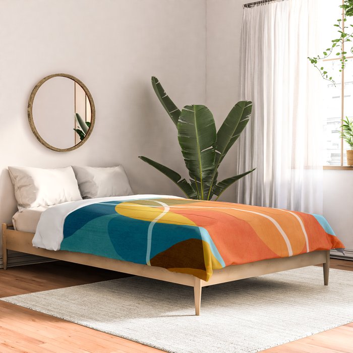 Colorful Red Yellow Modern Abstract Artwork Comforter Gallery Image 2