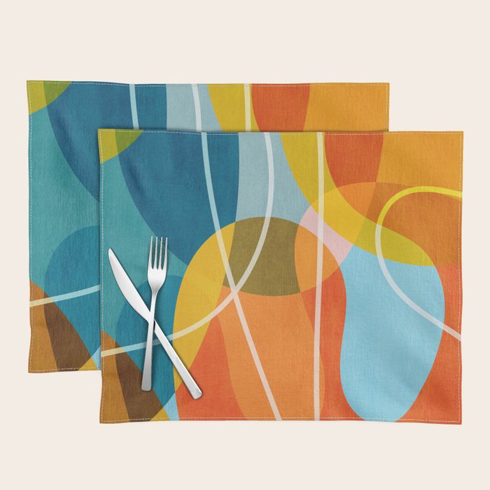 Colorful Red Yellow Modern Abstract Artwork Placemat Gallery Image 1