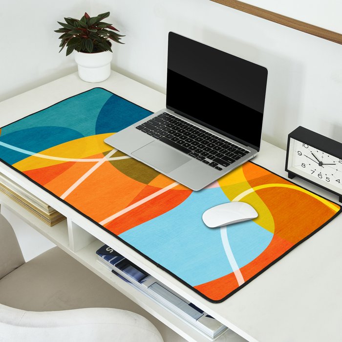 Colorful Red Yellow Modern Abstract Artwork Desk Mat Gallery Image 2