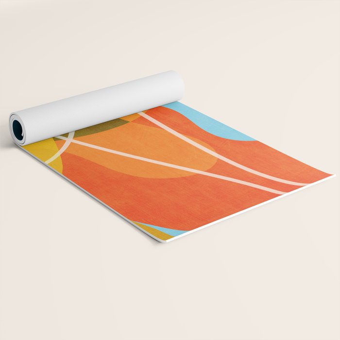 Colorful Red Yellow Modern Abstract Artwork Yoga Mat Gallery Image 2