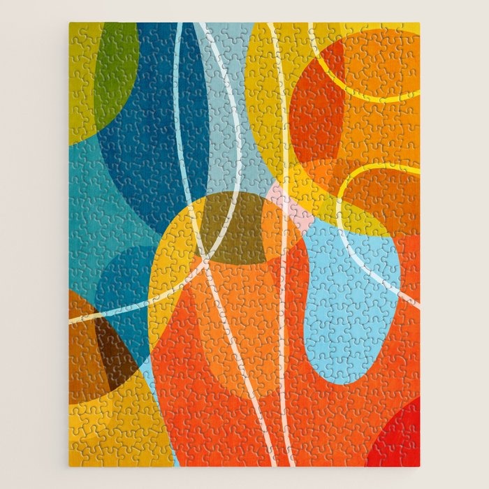Colorful Red Yellow Modern Abstract Artwork Jigsaw Puzzle Gallery Image 1