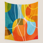 Colorful Red Yellow Modern Abstract Artwork Wall Tapestry Gallery Image 4