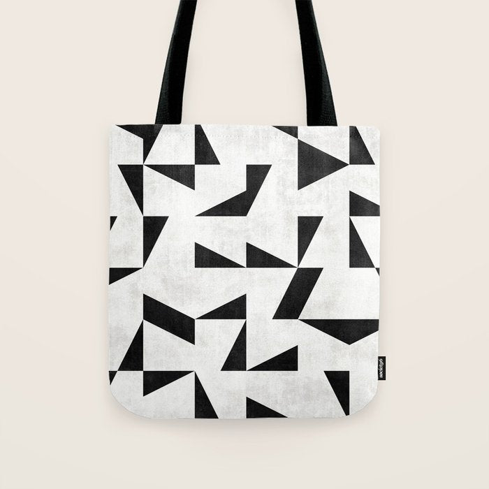 Mid-Century Modern Pattern No.11 - Black and White Conrete Tote Bag Gallery Image 1
