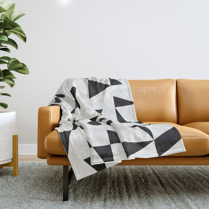 Mid-Century Modern Pattern No.11 - Black and White Conrete Throw Blanket Gallery Image 1