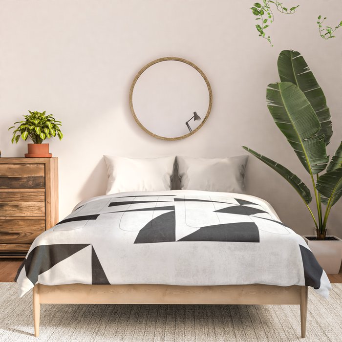 Mid-Century Modern Pattern No.11 - Black and White Conrete Comforter Gallery Image 3