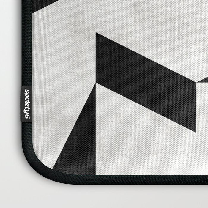 Mid-Century Modern Pattern No.11 - Black and White Conrete Laptop Sleeve Gallery Image 3