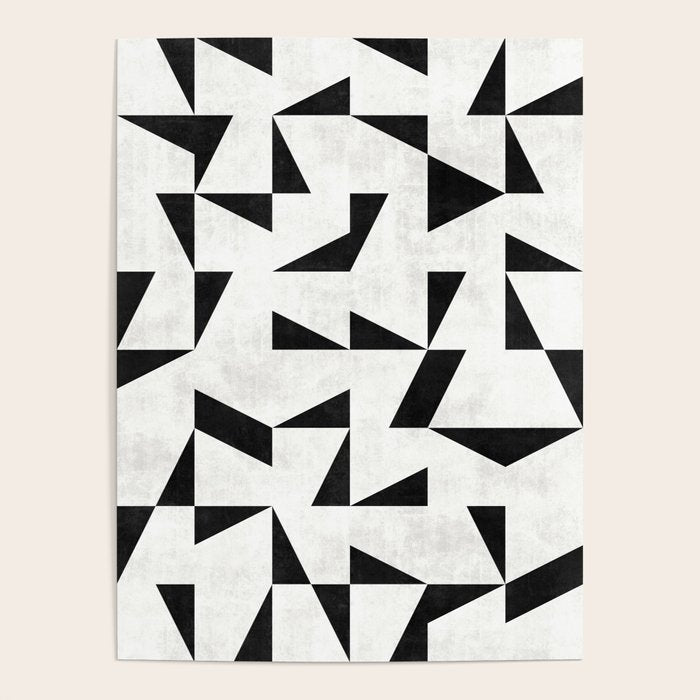 Mid-Century Modern Pattern No.11 - Black and White Conrete Poster Gallery Image 1