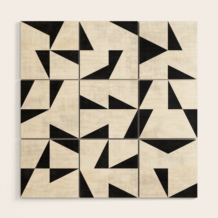 Mid-Century Modern Pattern No.11 - Black and White Conrete Wood Wall Art Gallery Image 1