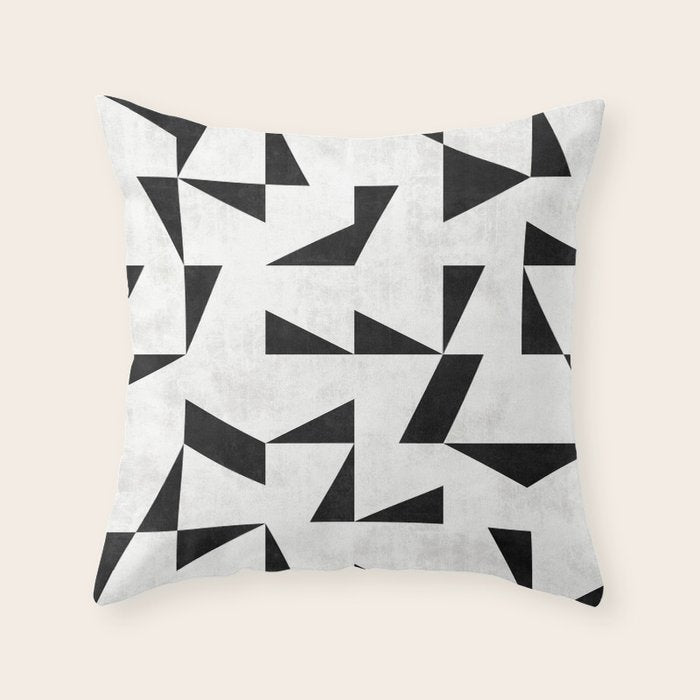 Mid-Century Modern Pattern No.11 - Black and White Conrete Throw Pillow Gallery Image 6