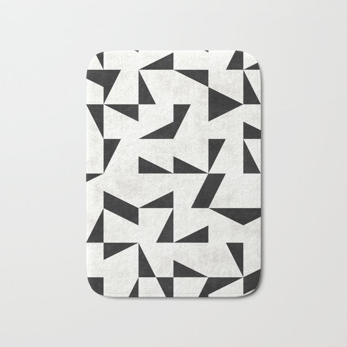 Mid-Century Modern Pattern No.11 - Black and White Conrete Bath Mat Gallery Image 1