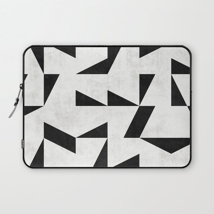 Mid-Century Modern Pattern No.11 - Black and White Conrete Laptop Sleeve Gallery Image 1