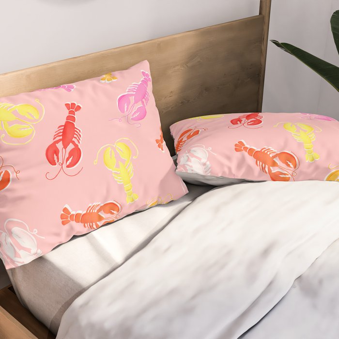Pink Lobster Pattern Pillow Sham Gallery Image 2