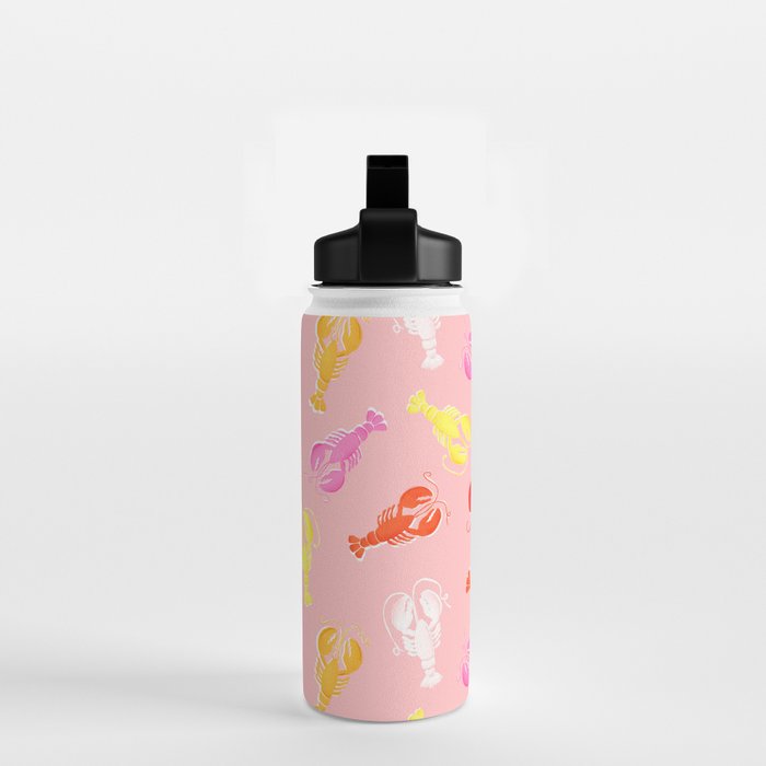 Pink Lobster Pattern Water Bottle Gallery Image 2