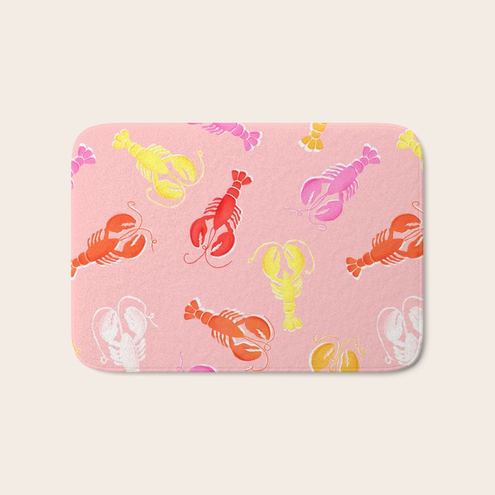 Pink Lobster Pattern Bath Mat Gallery Image 1