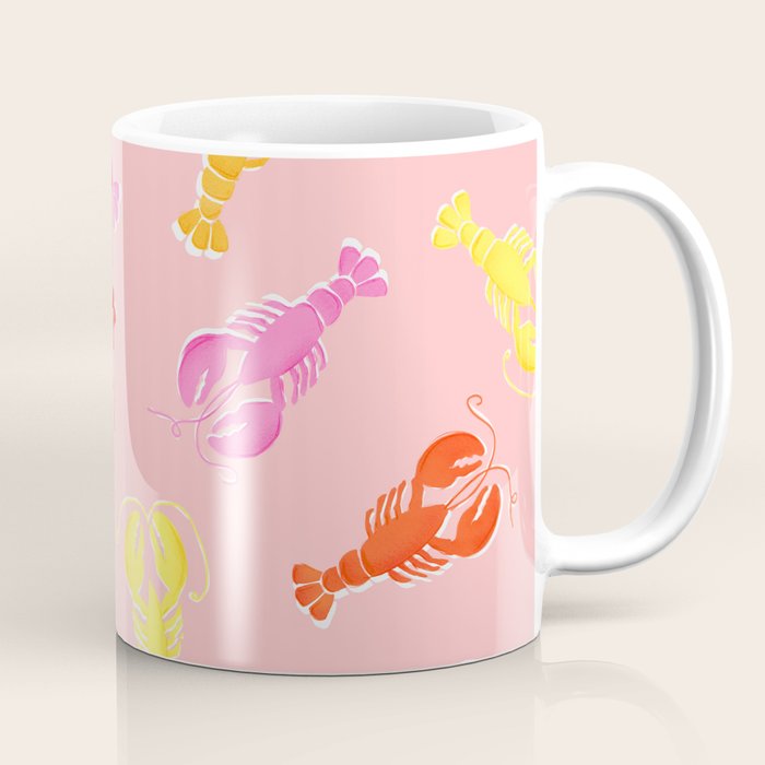 Pink Lobster Pattern Coffee Mug Gallery Image 1
