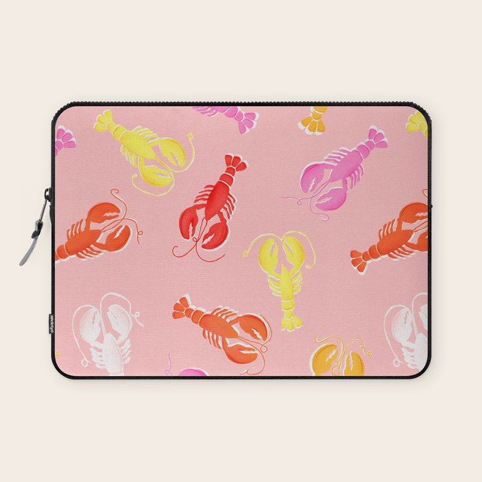 Pink Lobster Pattern Laptop Sleeve Gallery Image 1