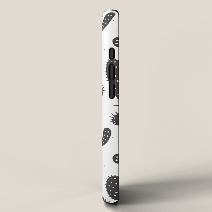 Retro black and white cactus plant pattern iPhone Case Gallery Image 2