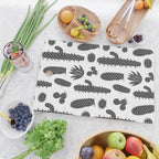 Retro black and white cactus plant pattern Cutting Board Gallery Image 2