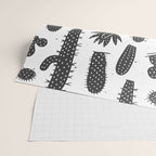 Retro black and white cactus plant pattern Wrapping Paper Gallery Image 2