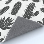 Retro black and white cactus plant pattern Rug Gallery Image 4