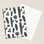Retro black and white cactus plant pattern Stationery Card Gallery Image 2
