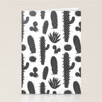 Retro black and white cactus plant pattern Stationery Card Gallery Image 2