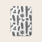 Retro black and white cactus plant pattern Bath Mat Gallery Image 1