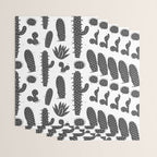 Retro black and white cactus plant pattern Wrapping Paper Gallery Image 3