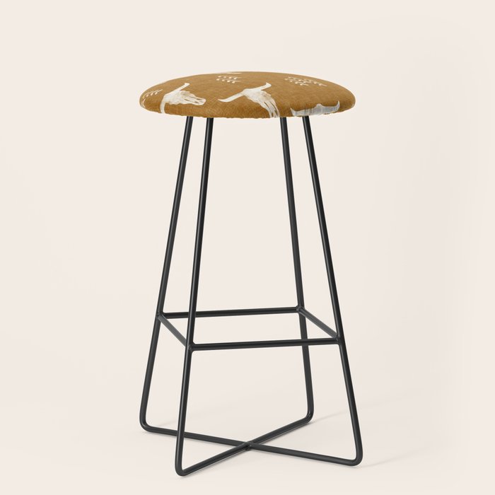desert skulls - southwest cow skull - gold Stool Gallery Image 1