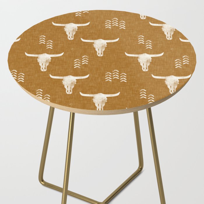 desert skulls - southwest cow skull - gold Side Table Gallery Image 2