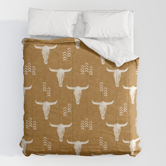 desert skulls - southwest cow skull - gold Comforter Gallery Image 2