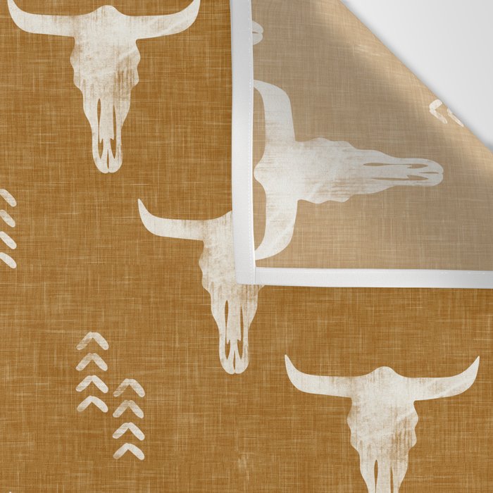 desert skulls - southwest cow skull - gold Wall Tapestry Gallery Image 3