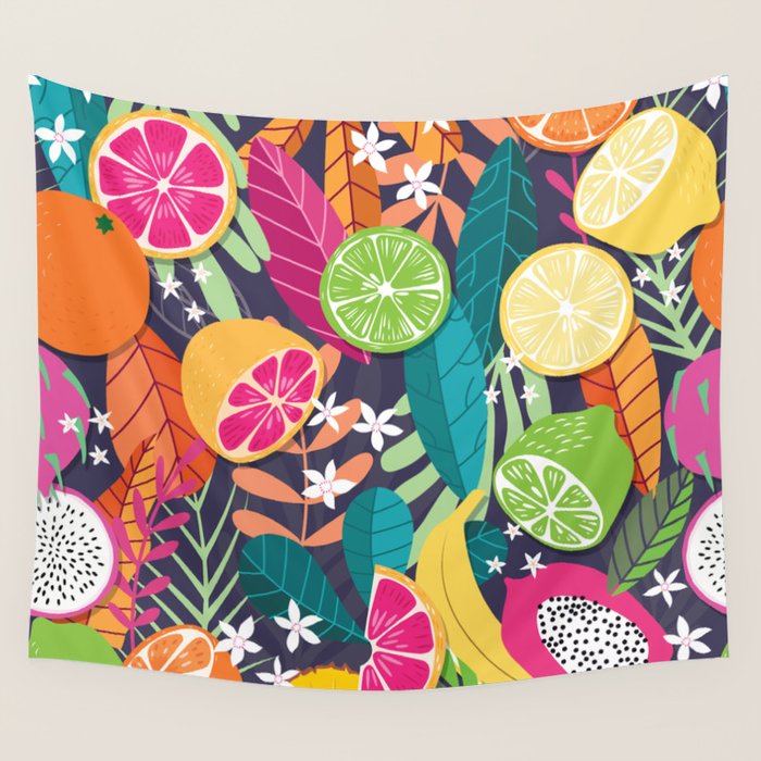 Tropical fruit pattern 03 Wall Tapestry
