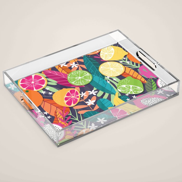 Tropical fruit pattern 03 Acrylic Tray Gallery Image 1