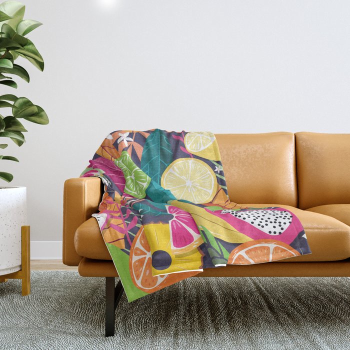 Tropical fruit pattern 03 Throw Blanket Gallery Image 1