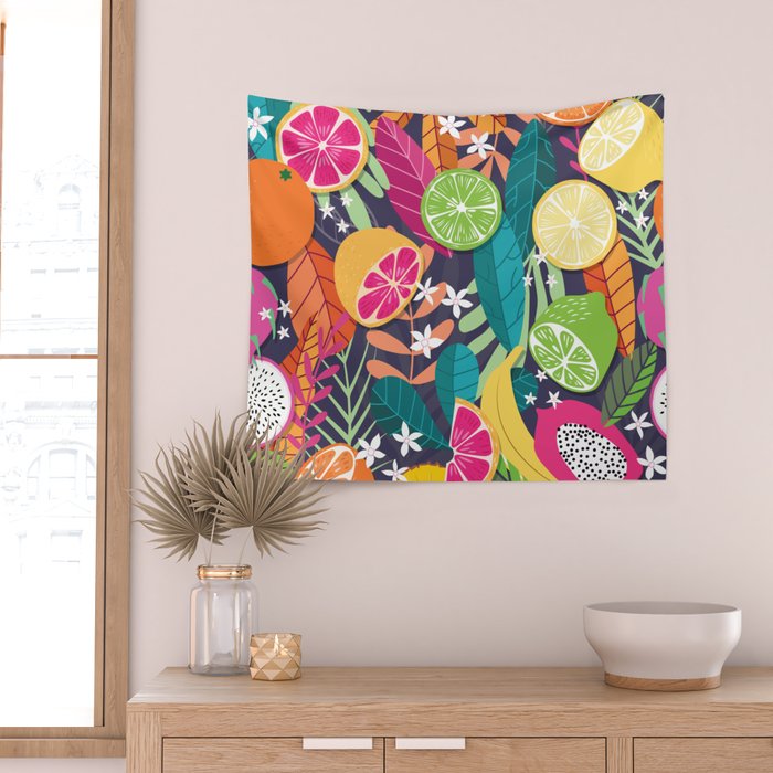 Tropical fruit pattern 03 Wall Tapestry Gallery Image 2