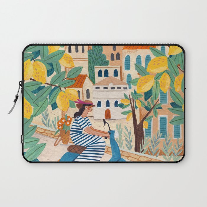 Travel poster woman on the Amalfi coast Italy Laptop Sleeve Gallery Image 1