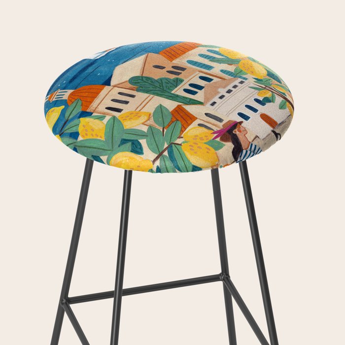 Travel poster woman on the Amalfi coast Italy Stool Gallery Image 2
