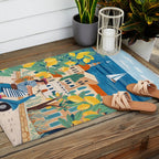 Travel poster woman on the Amalfi coast Italy Outdoor Rug Gallery Image 2
