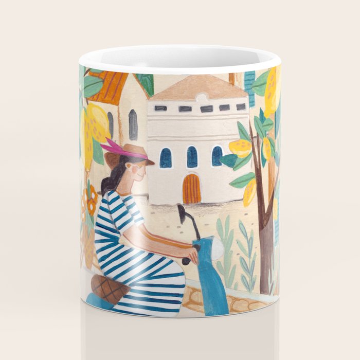 Travel poster woman on the Amalfi coast Italy Coffee Mug Gallery Image 4