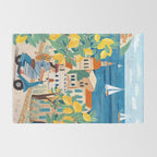 Travel poster woman on the Amalfi coast Italy Rug Gallery Image 2
