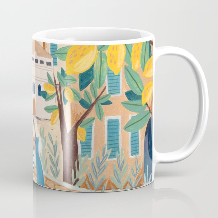 Travel poster woman on the Amalfi coast Italy Coffee Mug Gallery Image 1