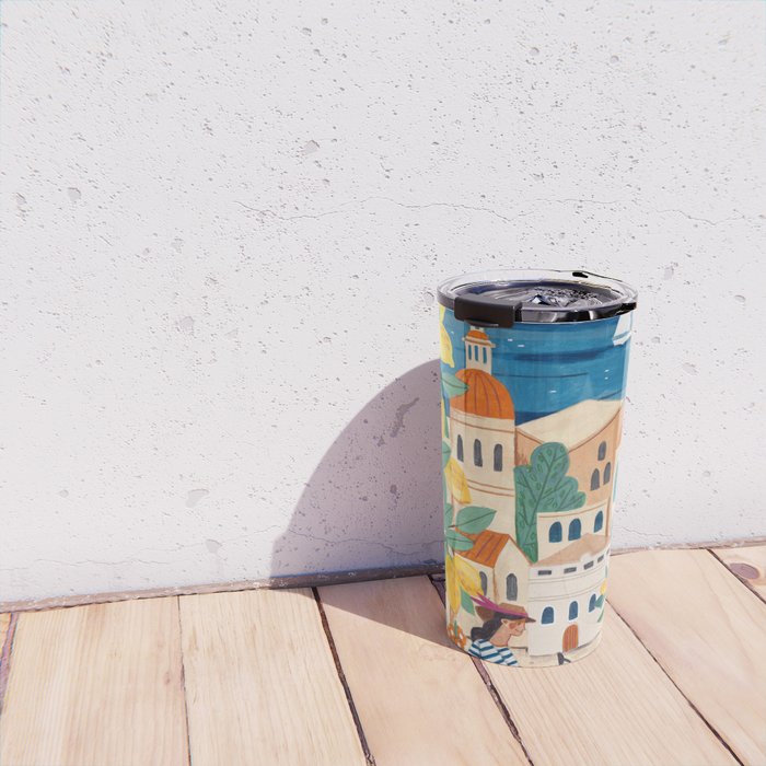 Travel poster woman on the Amalfi coast Italy Travel Mug Gallery Image 4