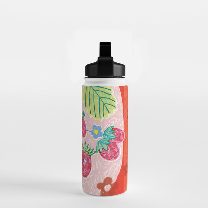 Sweet Strawberry Plant Friends in Red & Pink Water Bottle Gallery Image 2