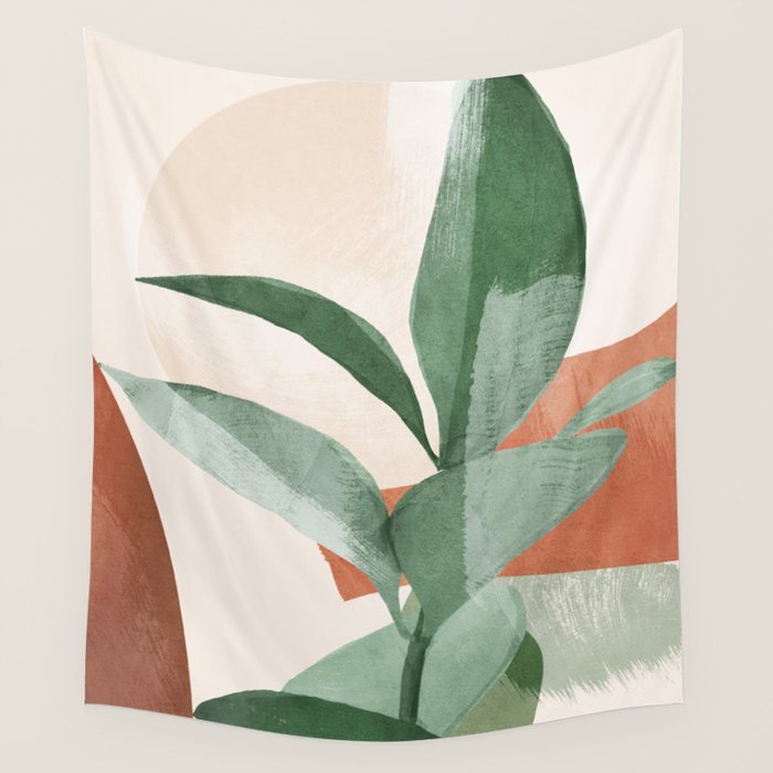 Modern Abstract Art Plant 3 Wall Tapestry Gallery Image 4