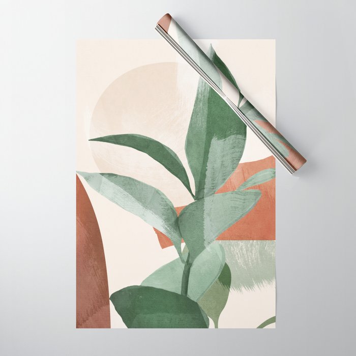 Modern Abstract Art Plant 3 Wrapping Paper Gallery Image 1