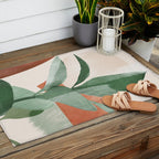 Modern Abstract Art Plant 3 Outdoor Rug Gallery Image 2